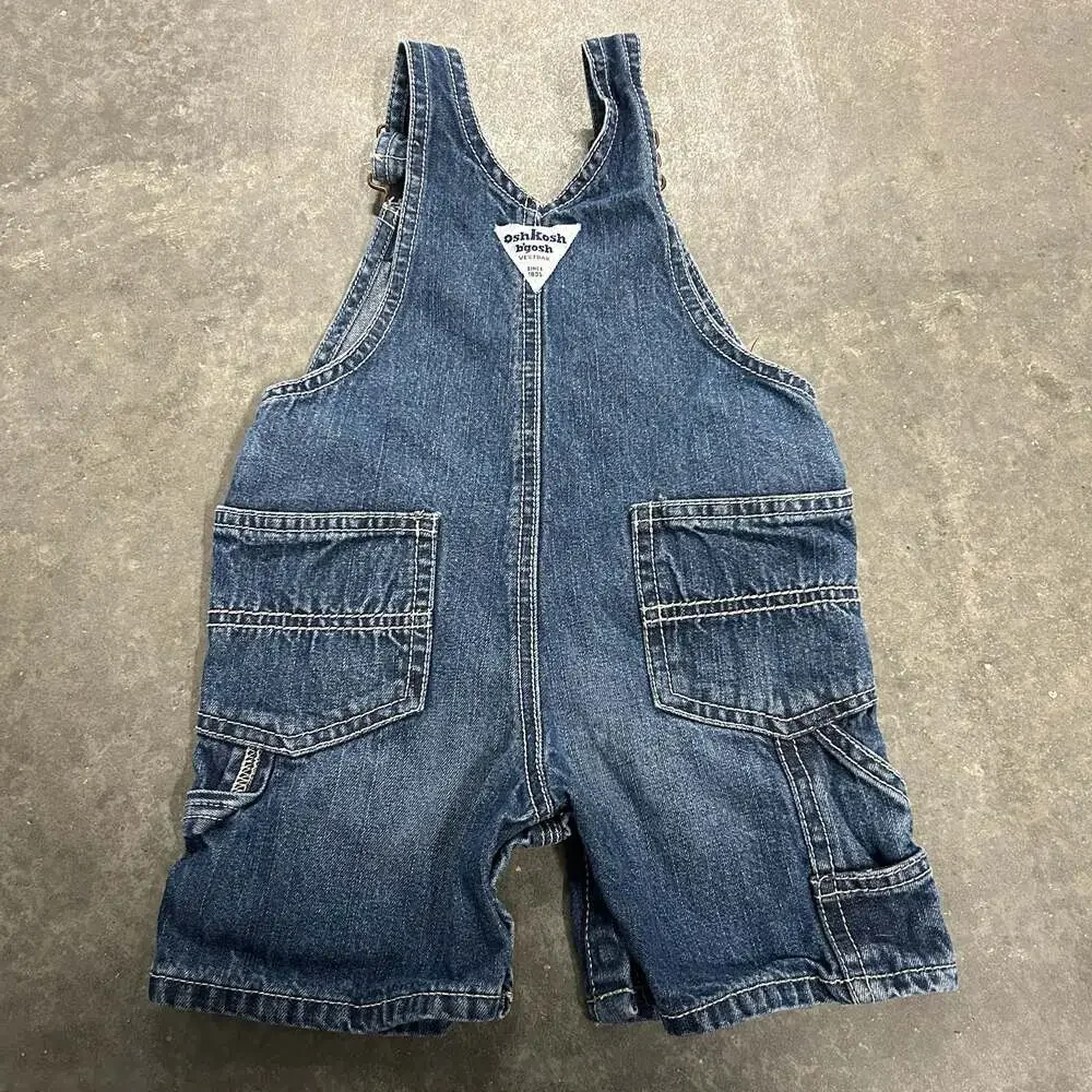 OshKosh B'gosh Vintage Denim Shortalls Overalls Size 12 Months